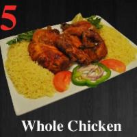 15. Whole Chicken Meal · Served with rice. Served with 4 soups, 4 breads and 4 salads. Includes hummus, pickles, sala...