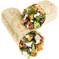 Farmhouse Wrap · 360-1100 calories. Chopped kale, spring mix, roasted turkey, roasted butternut squash, roasted brussels sprouts, honey roasted pecans, and feta cheese. Recommended dressing: apple cider vinaigrette. Dressing served on the side only.