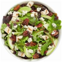 Sophie's Salad · 310 calories. Spring mix, chicken, green apples, dried cranberries, honey roasted pecans, bl...