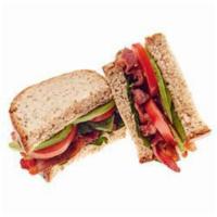 Avocado BLT Sandwich · Smokey bacon, Romaine lettuce, Sliced Tomato, sliced Fresh avocado, and pesto May served on ...