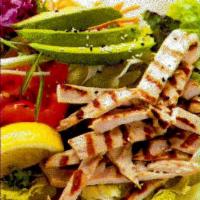 7. Grilled Chicken Breast Meat Salad · Grilled breast chicken with basic salad and house dressing.