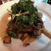 Blackened Pork Chop Plate · 8 oz. center cut chop seasoned and grilled to perfection, topped with a mushroom gravy, serv...