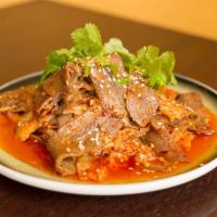 101. Sliced Beef and Maw Szechuan Style 夫妻肺片 · Hot and spicy.

