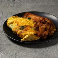 Omelet Creation · Three egg omelet with your choice of three toppings. Served with your choice of side and toa...