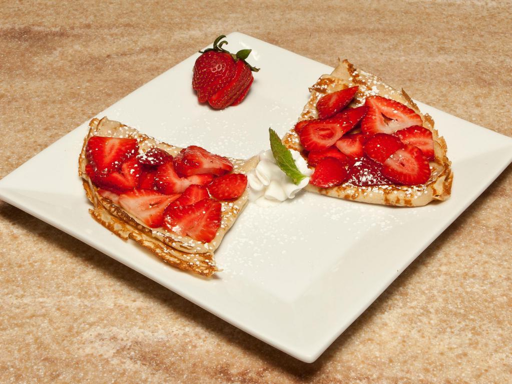 French Kiss Crepes Breakfast · Thin French style pancakes. Your choice of nutella, fresh banana or strawberries.