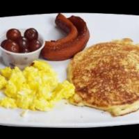 Kids Breakfast · 1 egg, 2 mini pancakes, 1 sausage and fruit.