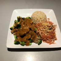 H. Broccoli Swimming Rama Combo · Your choice of meat sauteed with broccoli and topped with peanut sauce.