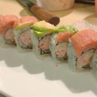 3. Earthquake Specialty Roll · Spicy salmon, crab stick, cucumber, spicy tuna and avocado. Hot and spicy.