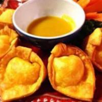 Crab Rangoons  · Crab meat, cream cheese in wonton skins, deep fried, served with honey mustard sauce.
