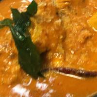 Chicken Madras · A hot coconut curry, mustard seeds, curry leaves and southern spices. Served with basmati ri...