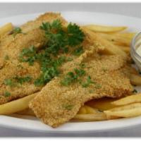 14. Fish and Chips · Fried Breaded Fillet Fish on Fries or Rice. Option Tilapia or Bass or catfish.