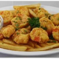 16. Shrimp · 10 Counts of Fried Shrimps tail on served on Rice or Fries