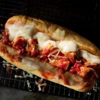 Chicken Parmesan Sub · Grilled chicken breast, premium mozzarella cheese and pizza sauce. Topped with shredded Parm...