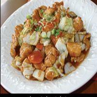 4. Teriyaki Chicken · Lightly breaded chicken Japanese style glazed with onion, cabbage, carrot, scallion and toas...