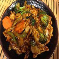 13. Szechwan Chicken · Sliced chicken with broccoli, carrot, celery and water chestnut in a spicy szechwan sauce. S...