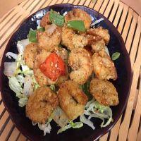 28. Salt and Pepper Shrimp · Cantonese style lightly breaded shrimp stir fried with green and red pepper, onion and lettu...