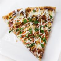 Chicken Ranch Pizza · Chicken cutlet, bacon, tomato, ranch dressing, mozzarella cheese and chopped parsley on an 1...