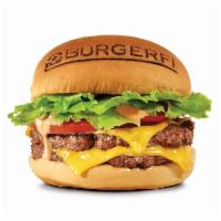 BurgerFi Cheeseburger · Double natural Angus beef, American cheese, lettuce, tomato, and BurgerFi sauce.