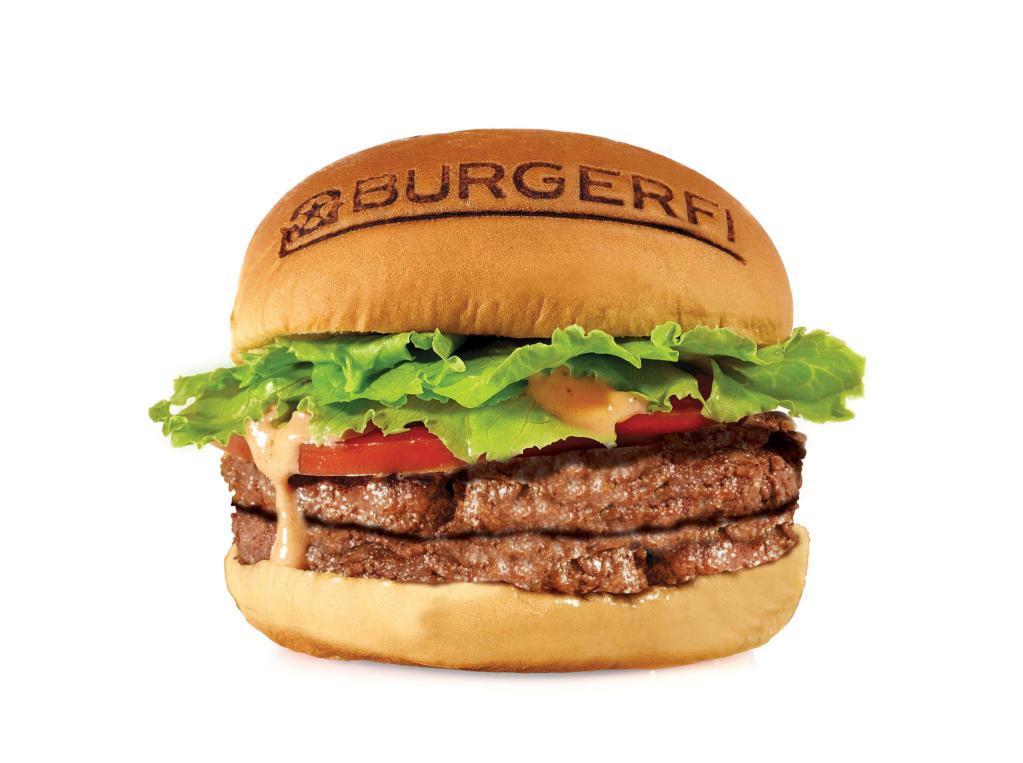 BURGERFI BURGER · All-Natural Angus beef Free of hormones, steroids, and antibiotics. Lettuce, Tomato, BurgerFi Sauce.