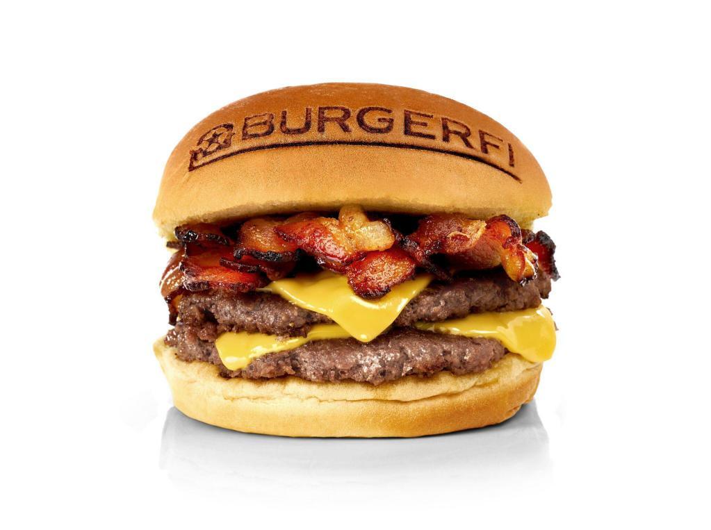 ULTIMATE BACON CHEESEBURGER · Double All-Natural Angus beef Free of hormones, steroids, and antibiotics. Double American Cheese, Double Bacon.