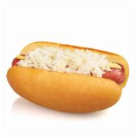 NEW YORK STYLE WAGYU BEEF HOT DOG · American Wagyu Beef Hot Dog, Kraut, Mustard