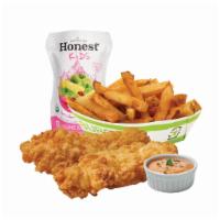 KIDS FI'ED TENDERS · All-Natural, Cage-Free Chicken Breast Tenders with Choice of Junior Fries or Natural Snack, ...