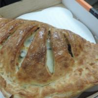BBQ Chicken Calzone · Stuffed with BBQ chicken, onions, mozzarella cheese, Ricotta cheese, pizza sauce and Cheddar...