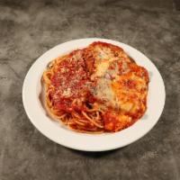 Chicken Parmigiana with Spaghetti · 