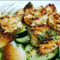 Shrimp Salad · Sauteed Jumbo Shrimps served with garlic bread and a choice of dressing