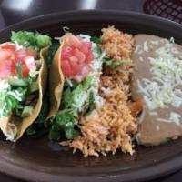 Crispy Tacos Special · Chicken, beef  and potato. Choice of meat with lettuce, cheese, tomatoes, guacamole and sour...