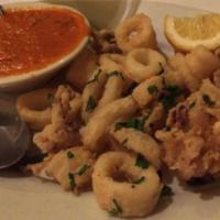 Calamari Fritti · Golden crispy fried calamari with spicy arrabiata sauce.