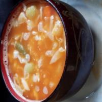 Maryland Crab Soup · Carrot, corn, lima beans, green beans and onion.