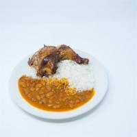 Rostiseri chicken lunch/same plate · Pollo al horno/together same plate👀