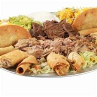 Ricardo's Platillo de Lujo for 2 · A huge platter filled with tacos, changa-changa's, taquitos, carnitas, carne Asada. Served w...