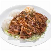 Lighter BBQ Chicken Plate · Served with 1 scoop brown rice and fresh tossed greens.