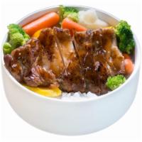 BBQ Chicken Bowl · Served with rice and steamed vegetables.