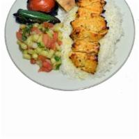 2. Chicken Kebab Plate · Mediterranean style seasoned char-grilled tender chicken cubes.
