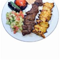 5. Chicken and Beef Kebab Combo Plate · Mediterranean style seasoned char-grilled tender chicken and beef.