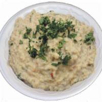 19. Baba-ganoush · Grilled ground eggplant mixed with tahini, olive oil, garlic and spices. Vegetarian.