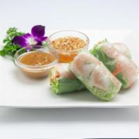 Fresh Spring Rolls · Rice paper stuffed with tofu, iceberg lettuce, cucumber, carrot, mint and rice noodle served...