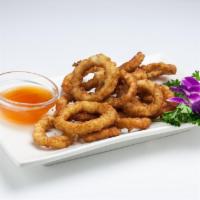 Crispy Calamari · Batter-fried calamari ring served with plum sauce.