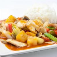 Sweet and Sour · Red bell pepper, pineapple, tomato, cucumber, onion, scallion, mushroom with sweet & sour sa...