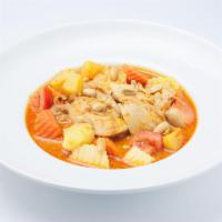 Grilled Chicken Curry · Grilled chicken breast in Massaman curry sauce with potato, carrot, tomato, pineapple and pe...