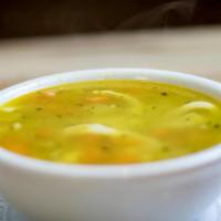 Chicken Soup · Chunks of chicken and lots of vegetables in a chicken broth.
