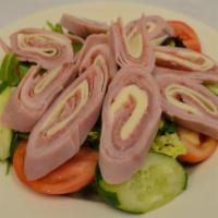 Antipasti Salad · Ham, salami, capicola and provolone cheese, mixed greens and red wine vinaigrette.