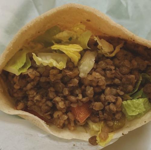 Lentil Sandwich · Combination of lentils, crushed wheat and onion cooked in olive oil and seasonings and stuffed in pita bread.
