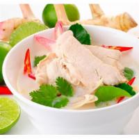 Tom Kah Soup · In exotic coconut soup with cabbage, herb, chili and mushrooms. Not served with rice.