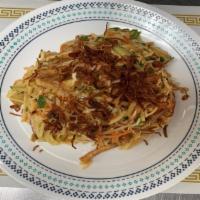 17. Noodle Salad · Cabbage, egg noodle, cucumber, cilantro, fried potato, fried tofu, red onion and fried onion...