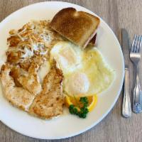 Early Bird · Char-grilled chicken breast, plus 2 eggs any style, breakfast potatoes and toast. Includes t...