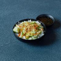 Bun Vietnamese Noodle Salad · Rice noodles, cucumbers, daikon, carrots, bean sprouts, cilantro, lettuce, crushed peanuts a...